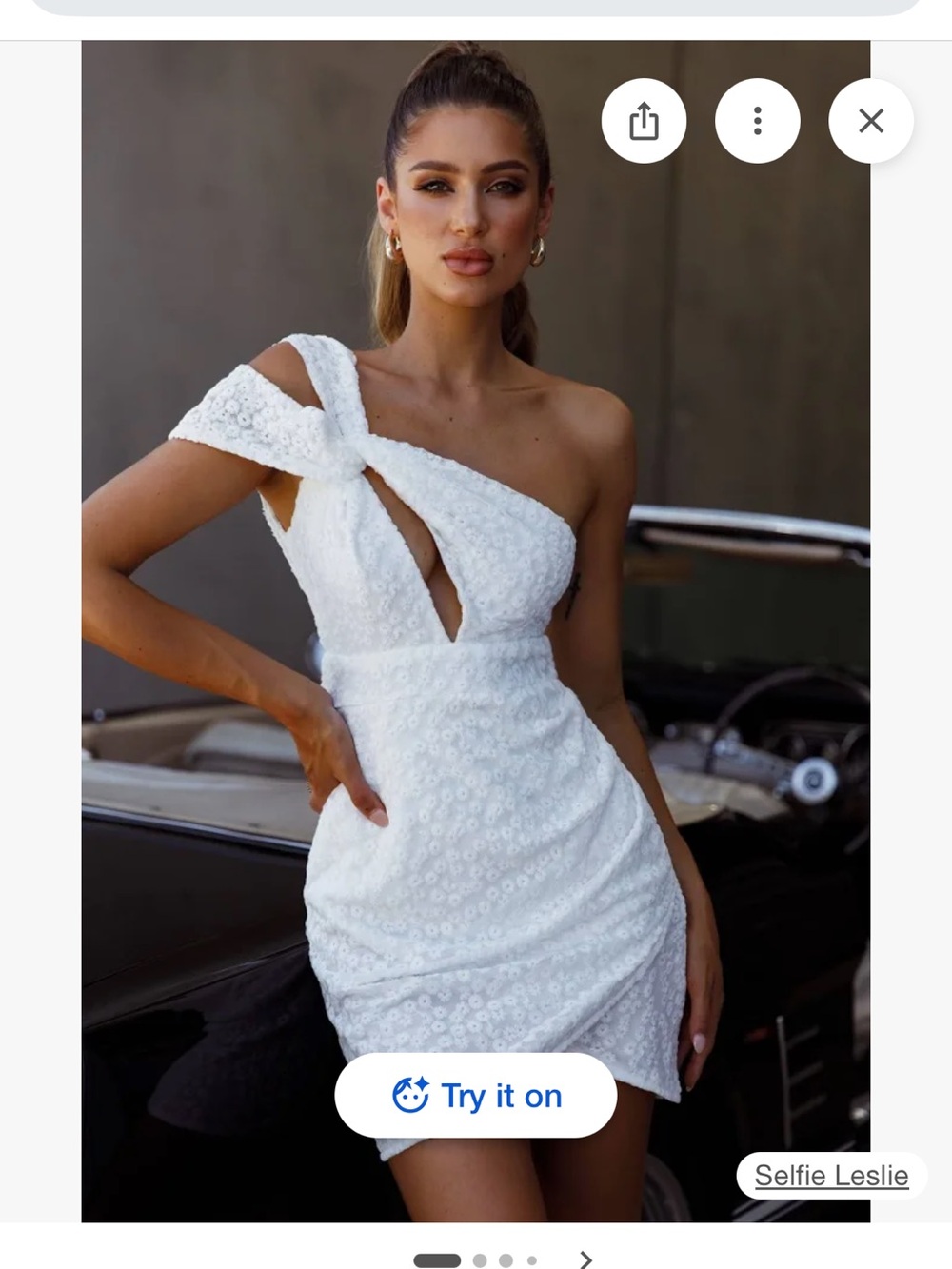 Selfie Leslie White One-Shoulder Lace Mini Dress
